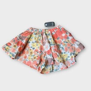Tocoto vintage Spain cotton/linen ruffle watercolor floral shorts size 6